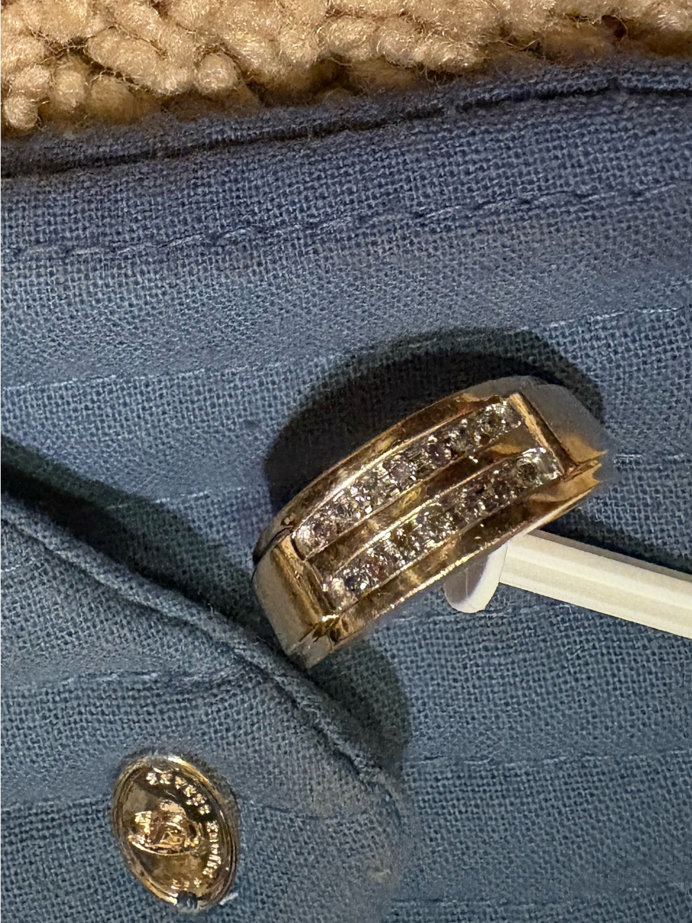 10K yellow gold round diamond men's ring size 8 - Picture 11 of 13